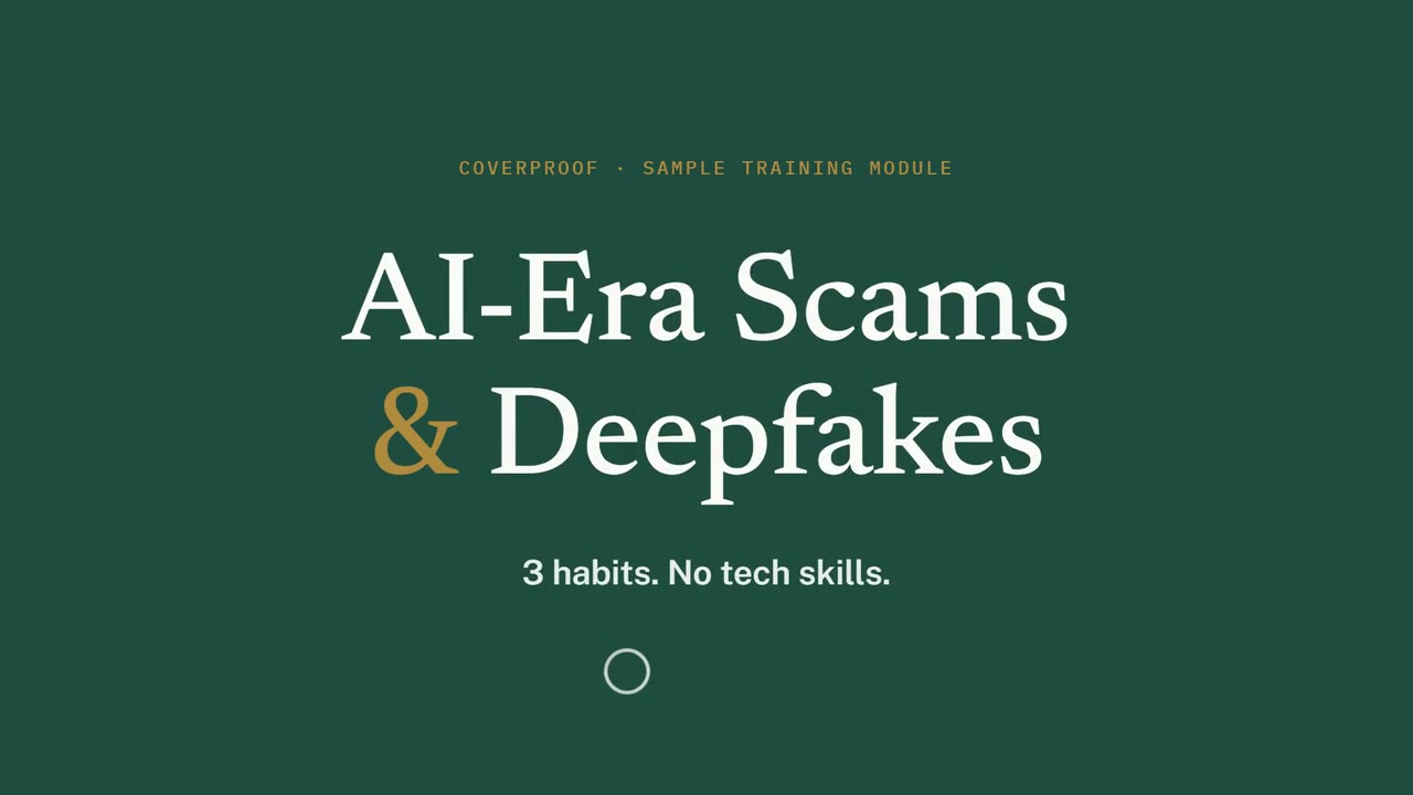 Sample module title card — AI-Era Scams and Deepfakes