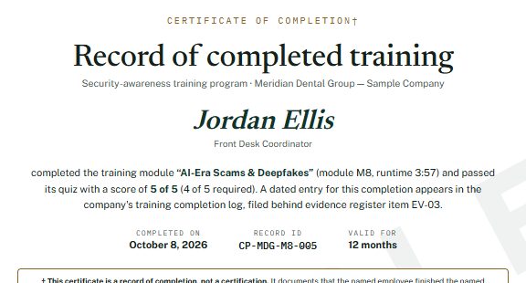 Sample completion record
